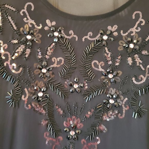 Torrid Black Sequin Sheer Top 3 - Picture 3 of 4